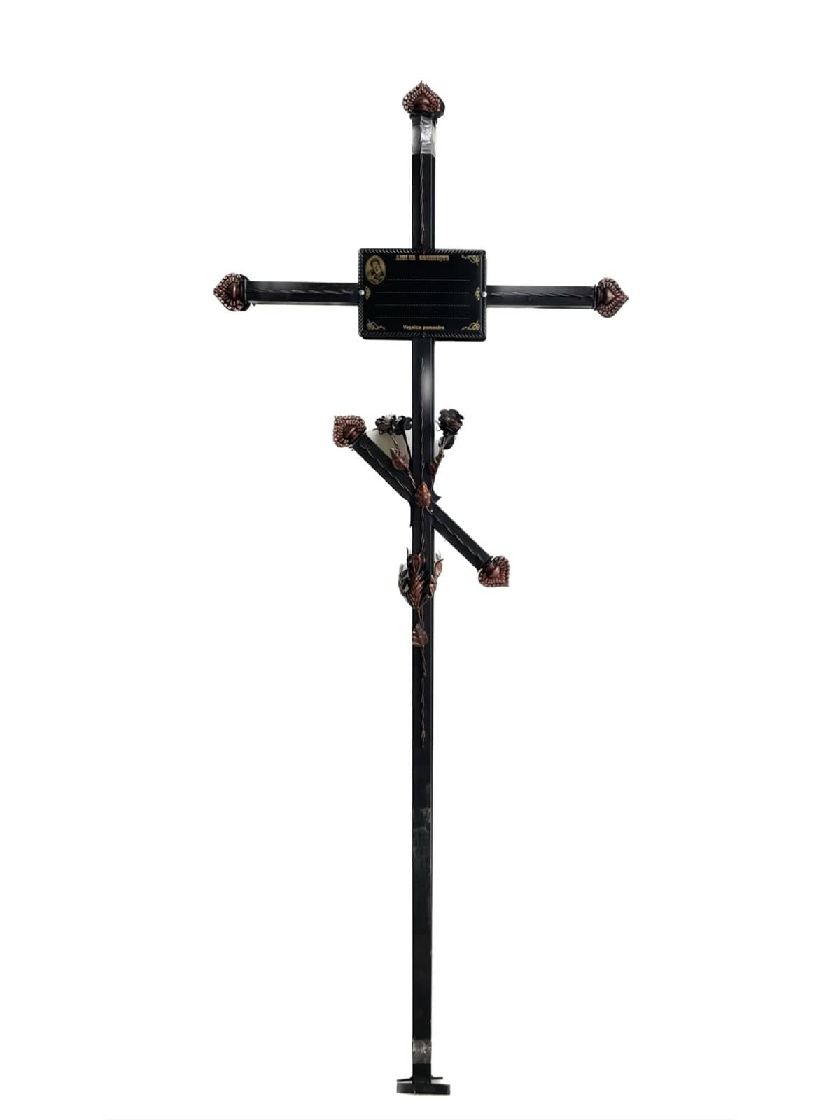 Metal Cross with rose and candlestick - #309