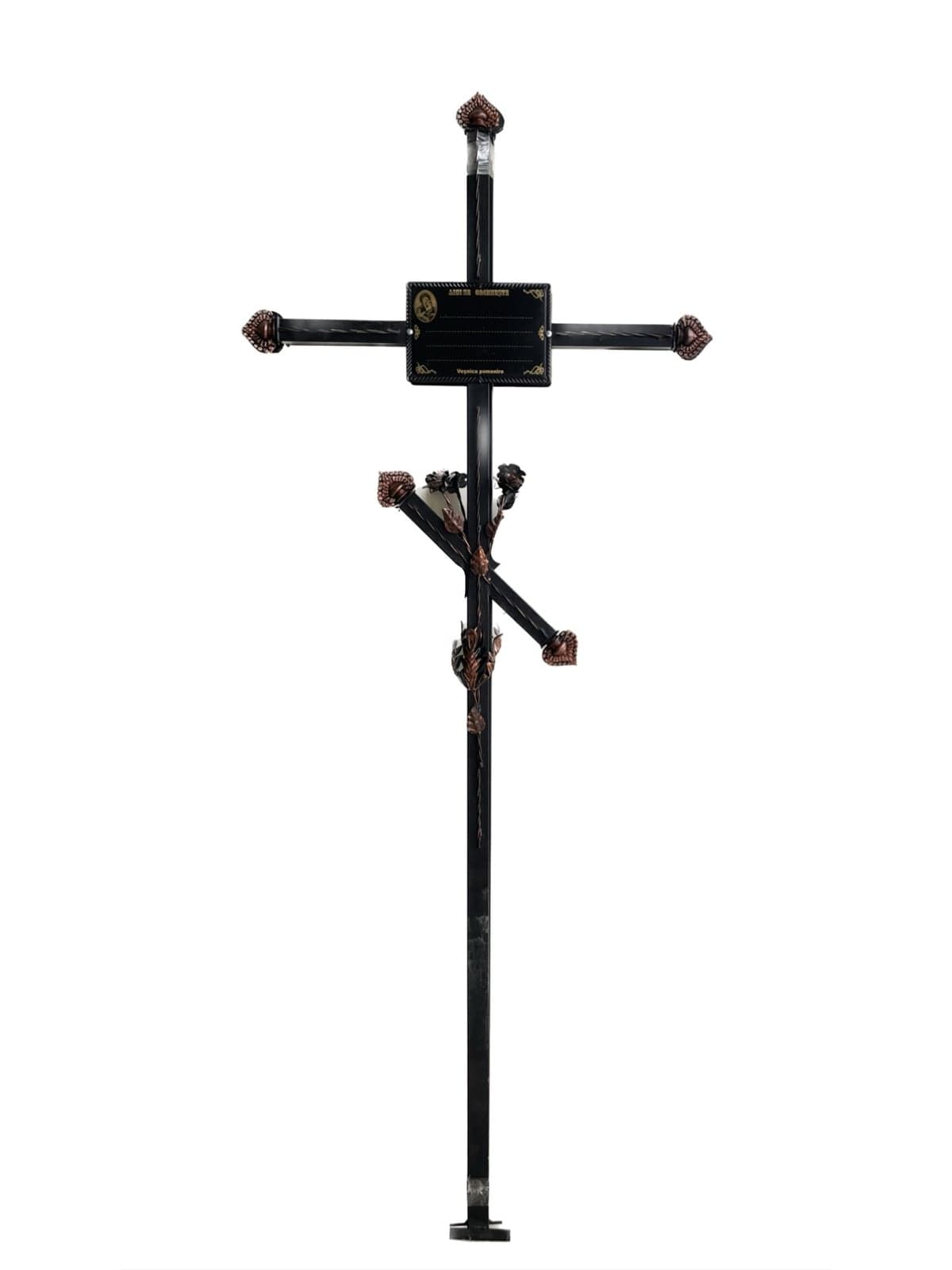 Metal Cross with rose and candlestick - #309