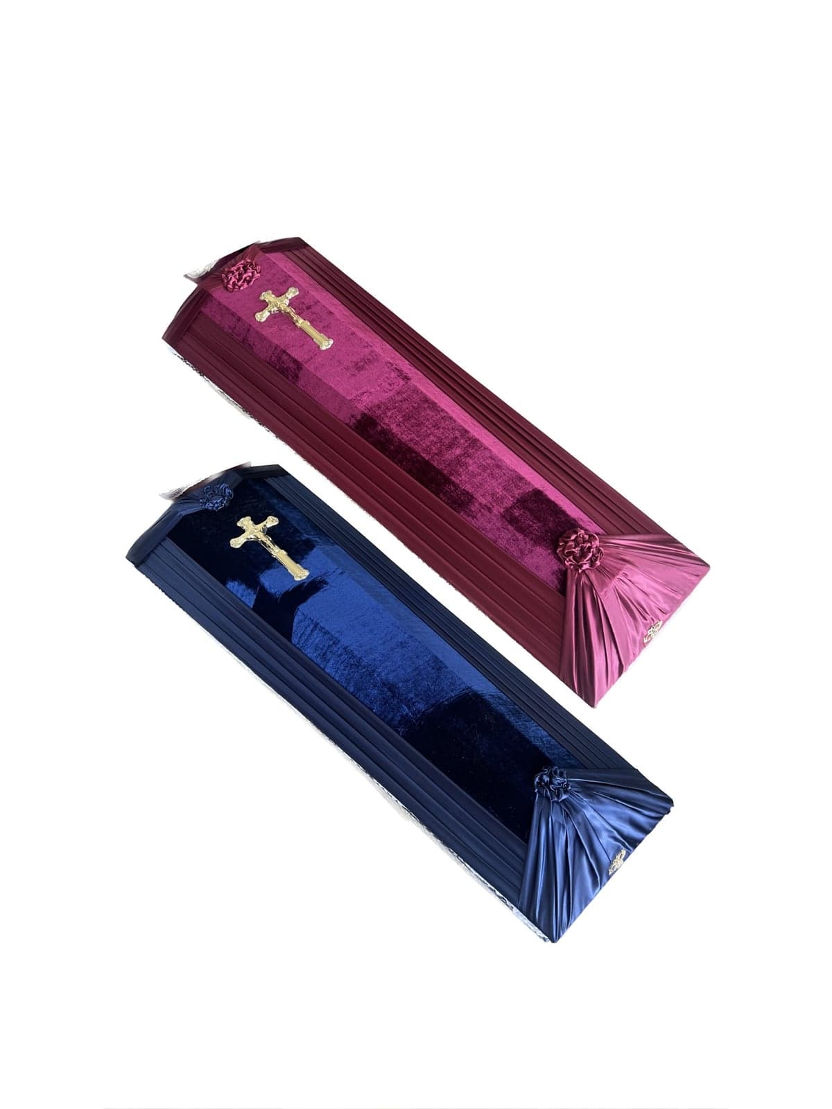 Velur Coffin with Stripe Handles - #207
