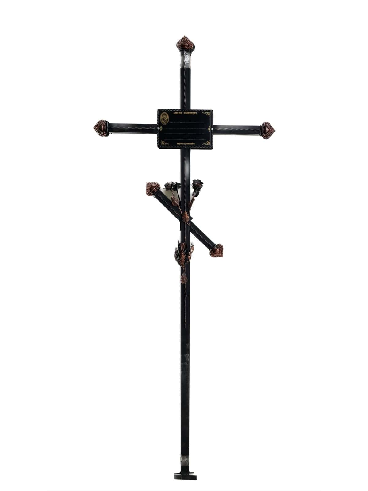 Metal Cross with rose and candlestick - #309