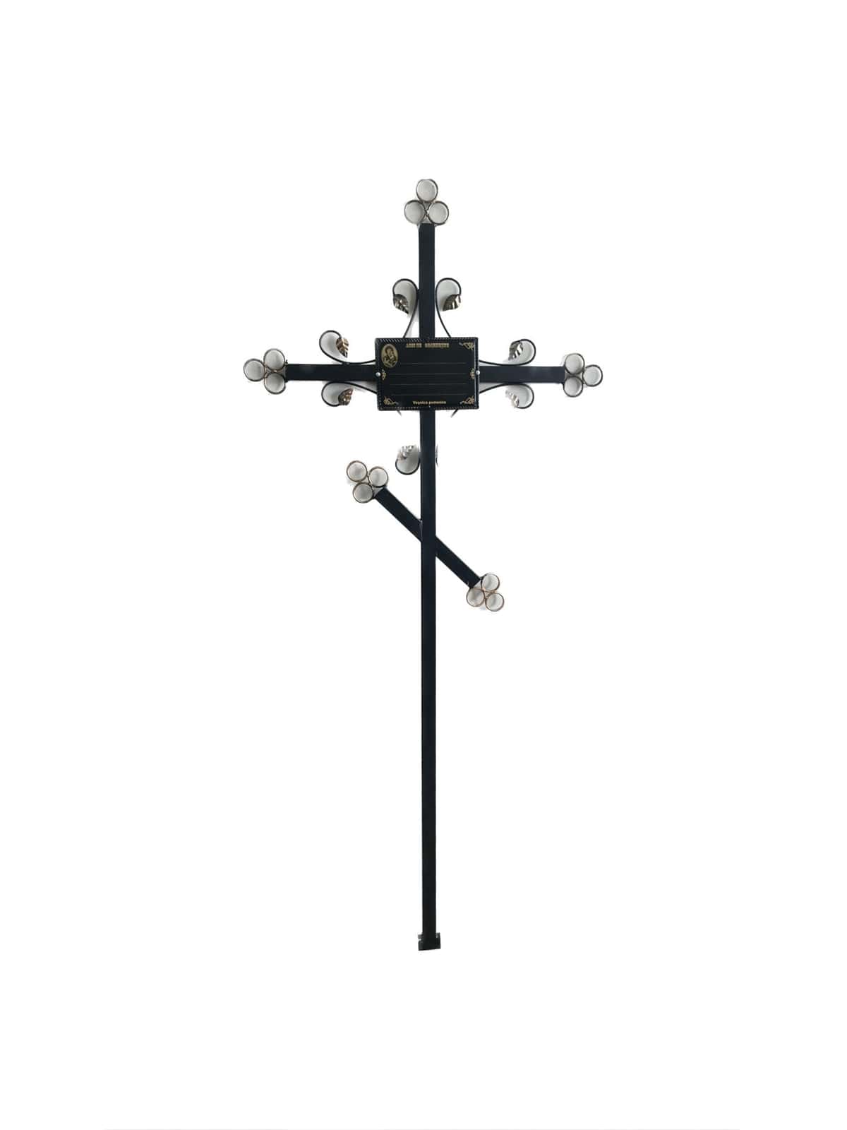 Metal Cross with leaves and crossbar - #305